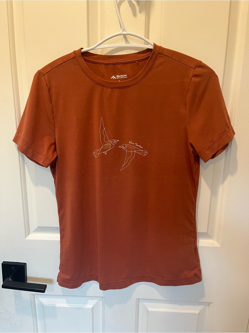 Black Mountain Rust Orange Tee with Bird Graphic Tencel blend
